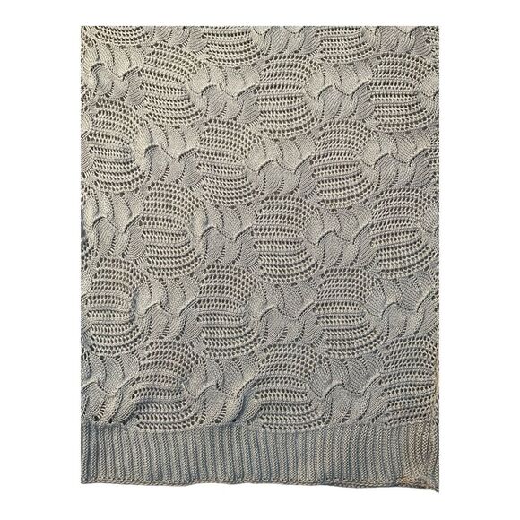 CKLASS Women’s Vintage Beige Ivory Knit Crotchet Mid Sleeve Sweater Blouse M - Picture 5 of 9